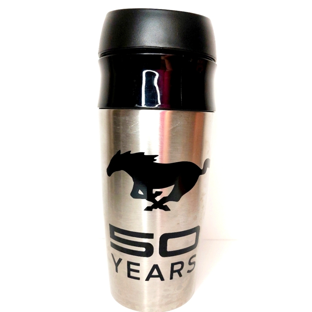Silver‎ 20 Oz Insulated Ford Mustang Traveling Coffee Mug 50 Years
